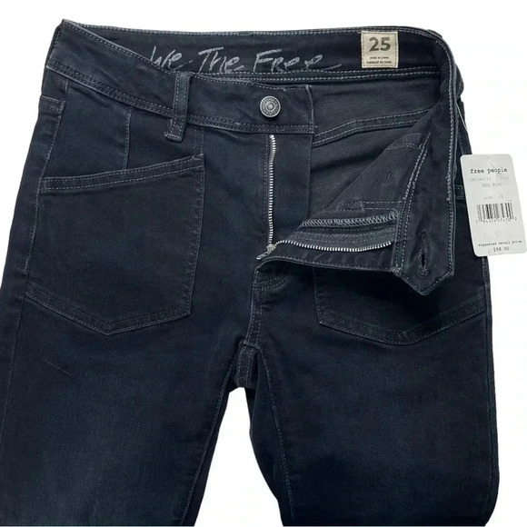 We The Free Ivy Released Hem Mid Rise Dark Navy Womens Skinny Jeans Size 25 - Picture 6 of 10